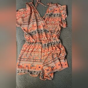 Bohemian Orange Patterned Romper